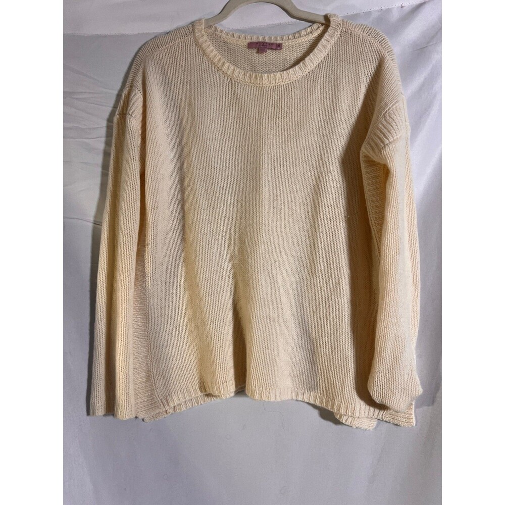 Calypso St Bart Sweater Woman's S Open Front Cashmere Beige